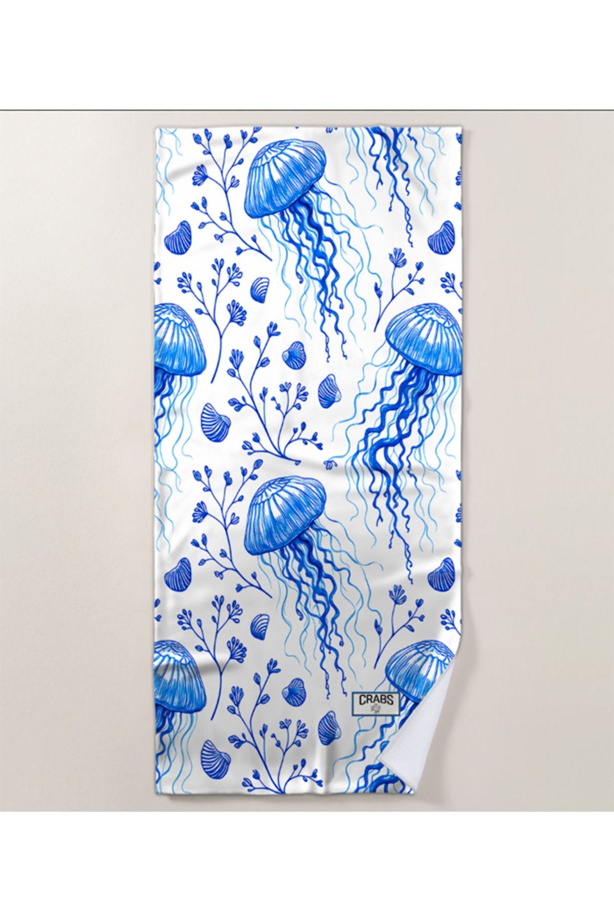Crabs Dijital Basklı Özel Çantalı Plaj Havlusu 95x175 cm CRBS0058
