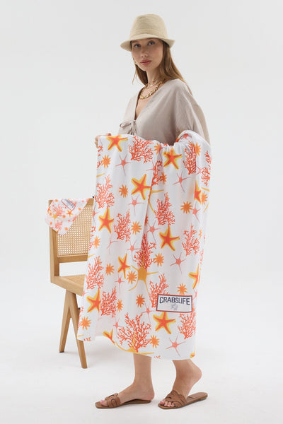 Crabs Dijital Basklı Özel Çantalı Plaj Havlusu 95x175 cm CRBS0085
