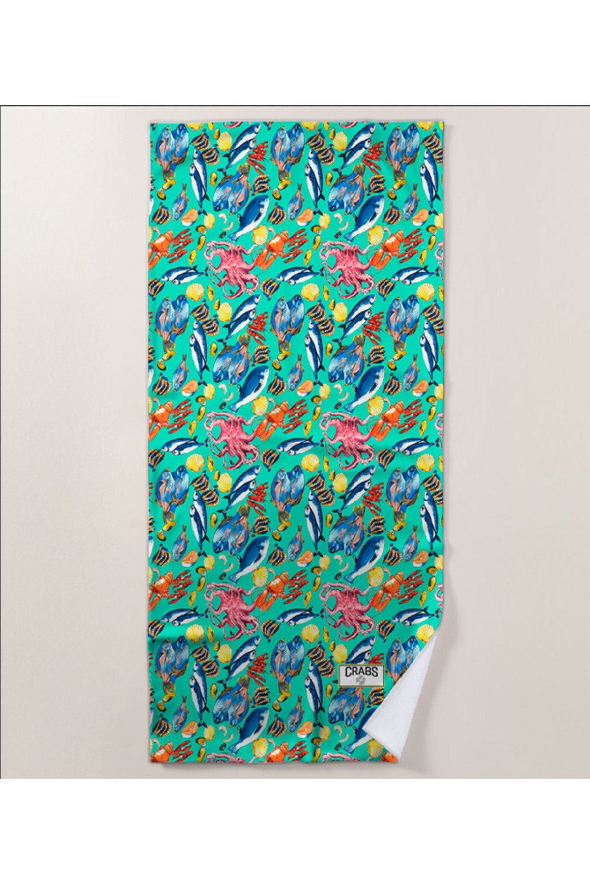 Crabs Dijital Basklı Özel Çantalı Plaj Havlusu 95x175 cm CRBS0084